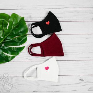 3 PACK KIDS LITTLE HEARTS 100% COTTON FACE MASKS